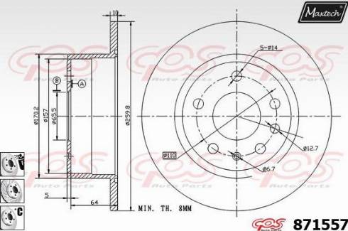 Maxtech 871557.6980 - Bremžu diski www.autospares.lv