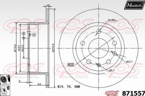 Maxtech 871557.6060 - Bremžu diski www.autospares.lv