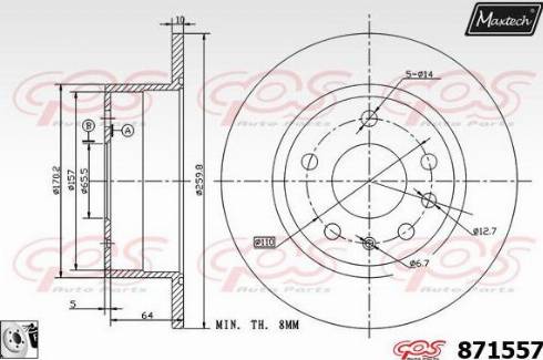 Maxtech 871557.0080 - Bremžu diski www.autospares.lv