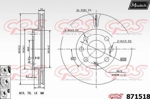 Maxtech 871518.6980 - Тормозной диск www.autospares.lv