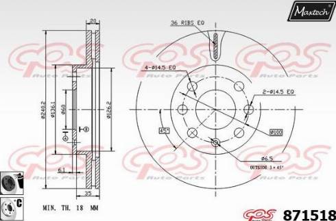 Maxtech 871518.6060 - Тормозной диск www.autospares.lv