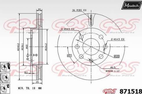 Maxtech 871518.6880 - Тормозной диск www.autospares.lv