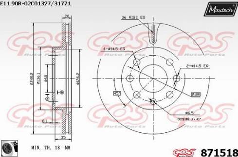 Maxtech 871518.0060 - Тормозной диск www.autospares.lv