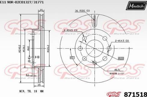 Maxtech 871518.0000 - Тормозной диск www.autospares.lv