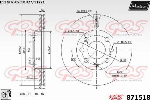 Maxtech 871518.0080 - Тормозной диск www.autospares.lv