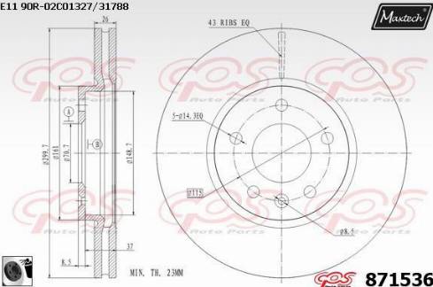 Maxtech 871536.0060 - Bremžu diski www.autospares.lv