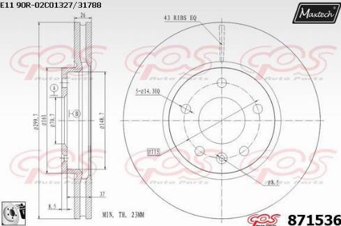 Maxtech 871536.0080 - Bremžu diski autospares.lv