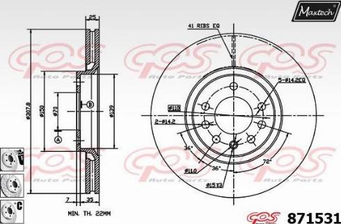 Maxtech 871531.6880 - Тормозной диск www.autospares.lv