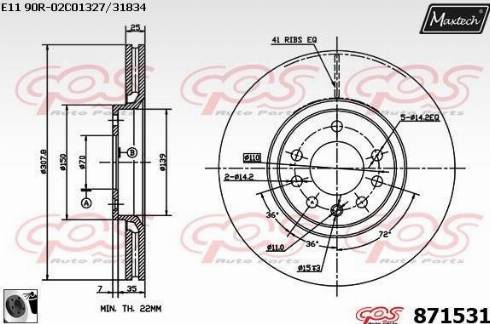 Maxtech 871531.0060 - Тормозной диск www.autospares.lv