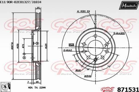 Maxtech 871531.0080 - Тормозной диск www.autospares.lv