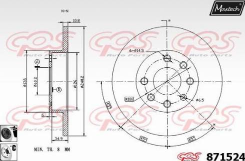 Maxtech 871524.6060 - Brake Disc www.autospares.lv