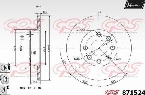 Maxtech 871524.6880 - Brake Disc www.autospares.lv