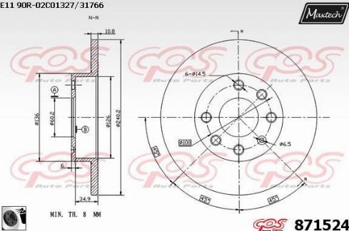 Maxtech 871524.0060 - Brake Disc www.autospares.lv