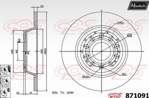 Maxtech 871091.6980 - Тормозной диск www.autospares.lv