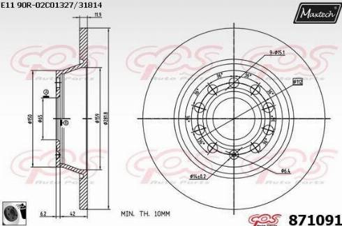 Maxtech 871091.0060 - Тормозной диск www.autospares.lv