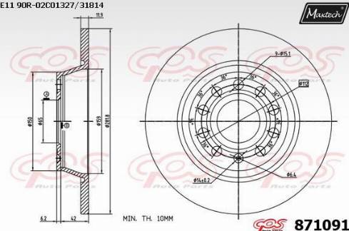 Maxtech 871091.0000 - Тормозной диск www.autospares.lv