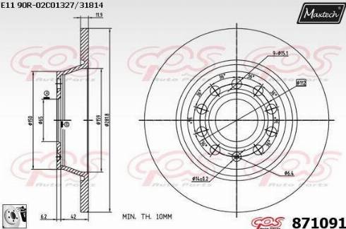 Maxtech 871091.0080 - Тормозной диск www.autospares.lv