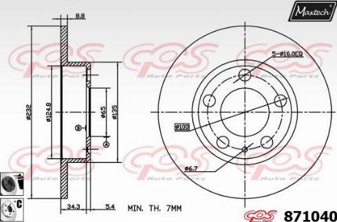 Maxtech 871040.6060 - Тормозной диск www.autospares.lv