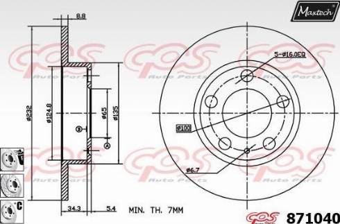 Maxtech 871040.6980 - Тормозной диск www.autospares.lv