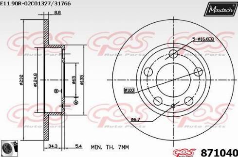 Maxtech 871040.0060 - Тормозной диск www.autospares.lv