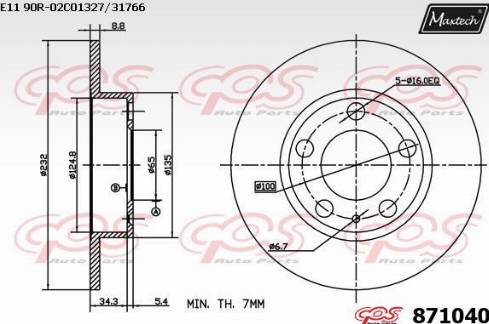 Maxtech 871040.0000 - Bremžu diski www.autospares.lv