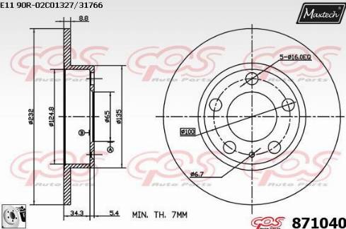 Maxtech 871040.0080 - Тормозной диск www.autospares.lv