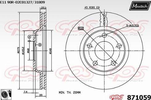 Maxtech 871059.0060 - Brake Disc www.autospares.lv