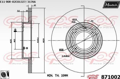 Maxtech 871002.0060 - Тормозной диск www.autospares.lv