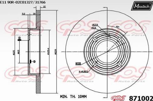 Maxtech 871002.0000 - Тормозной диск www.autospares.lv