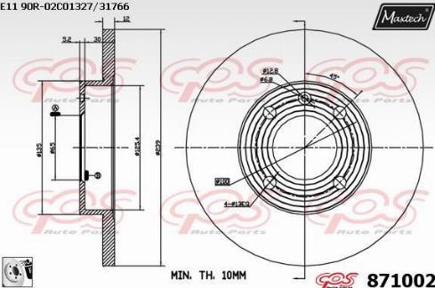 Maxtech 871002.0080 - Тормозной диск www.autospares.lv