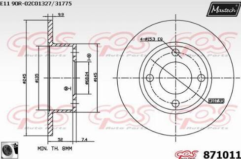 Maxtech 871011.0060 - Bremžu diski www.autospares.lv