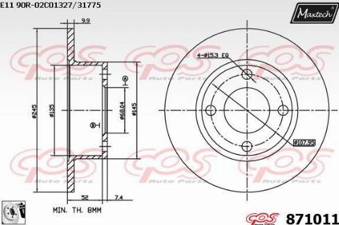 Maxtech 871011.0080 - Bremžu diski www.autospares.lv