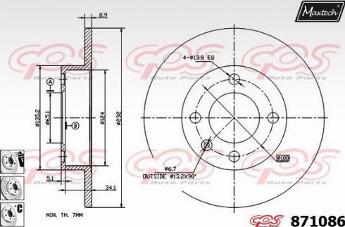 Maxtech 871086.6980 - Тормозной диск www.autospares.lv