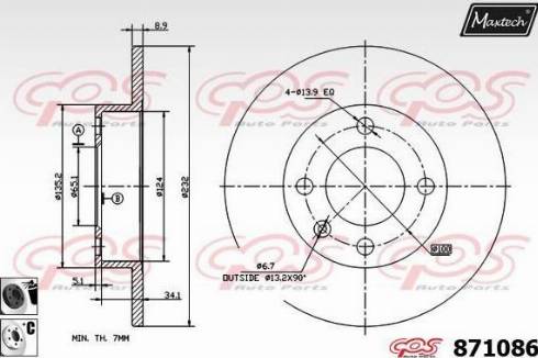 Maxtech 871086.6060 - Тормозной диск www.autospares.lv