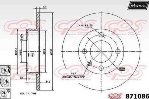 Maxtech 871086.6880 - Тормозной диск www.autospares.lv