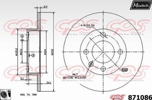 Maxtech 871086.0060 - Тормозной диск www.autospares.lv