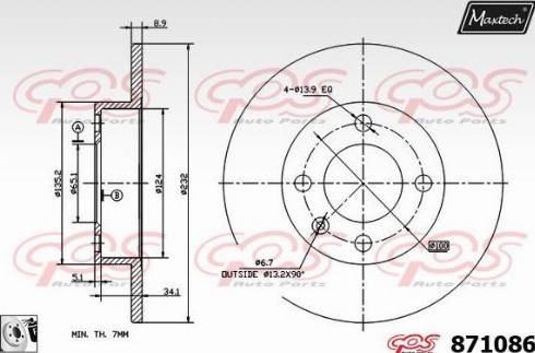 Maxtech 871086.0080 - Тормозной диск www.autospares.lv