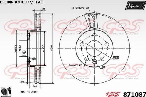 Maxtech 871087.0060 - Brake Disc www.autospares.lv