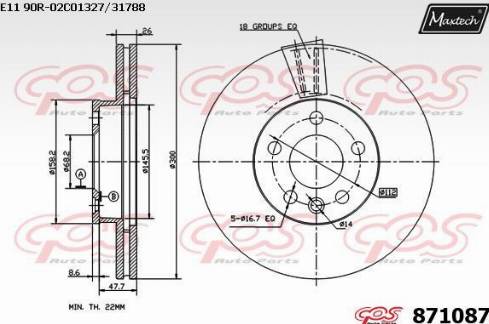 Maxtech 871087.0000 - Brake Disc www.autospares.lv