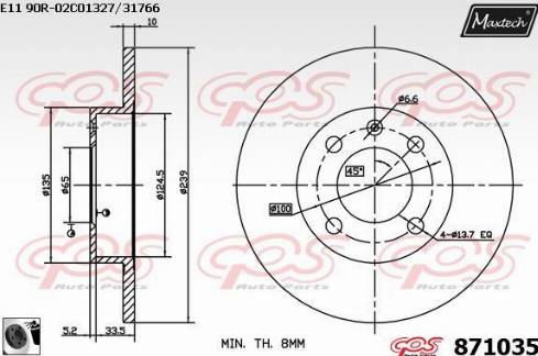 Maxtech 871035.0060 - Тормозной диск www.autospares.lv