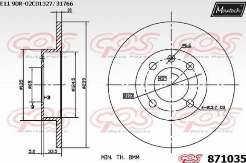 Maxtech 871035.0000 - Тормозной диск www.autospares.lv