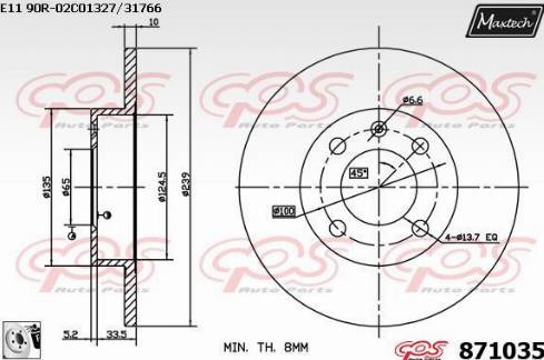 Maxtech 871035.0080 - Тормозной диск www.autospares.lv