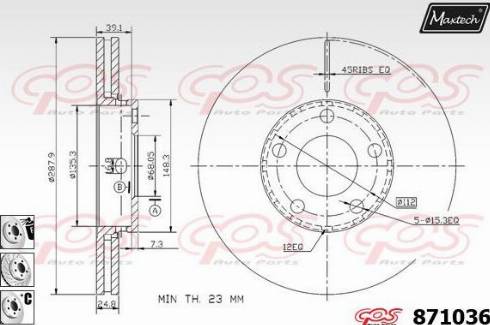 Maxtech 871036.6980 - Brake Disc www.autospares.lv