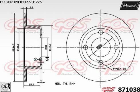 Maxtech 871038.0080 - Bremžu diski www.autospares.lv