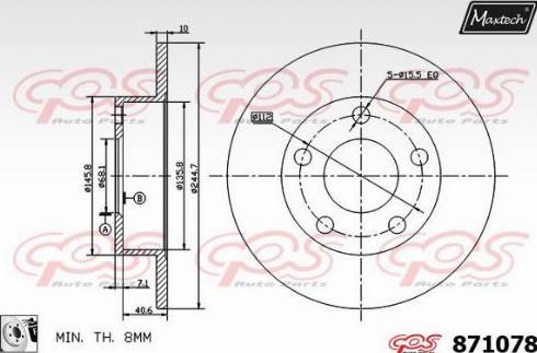 Maxtech 871078.0080 - Bremžu diski www.autospares.lv