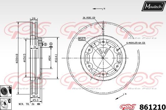 Maxtech 871072 - Bremžu diski www.autospares.lv