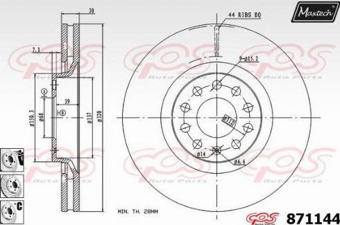 Maxtech 871144.6980 - Тормозной диск www.autospares.lv