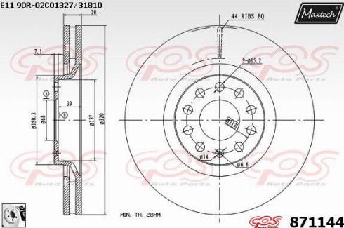 Maxtech 871144.0080 - Тормозной диск www.autospares.lv