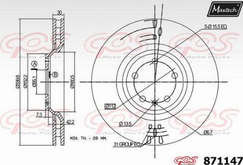 Maxtech 871147.0000 - Bremžu diski www.autospares.lv