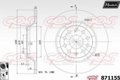 Maxtech 871155.6060 - Тормозной диск www.autospares.lv